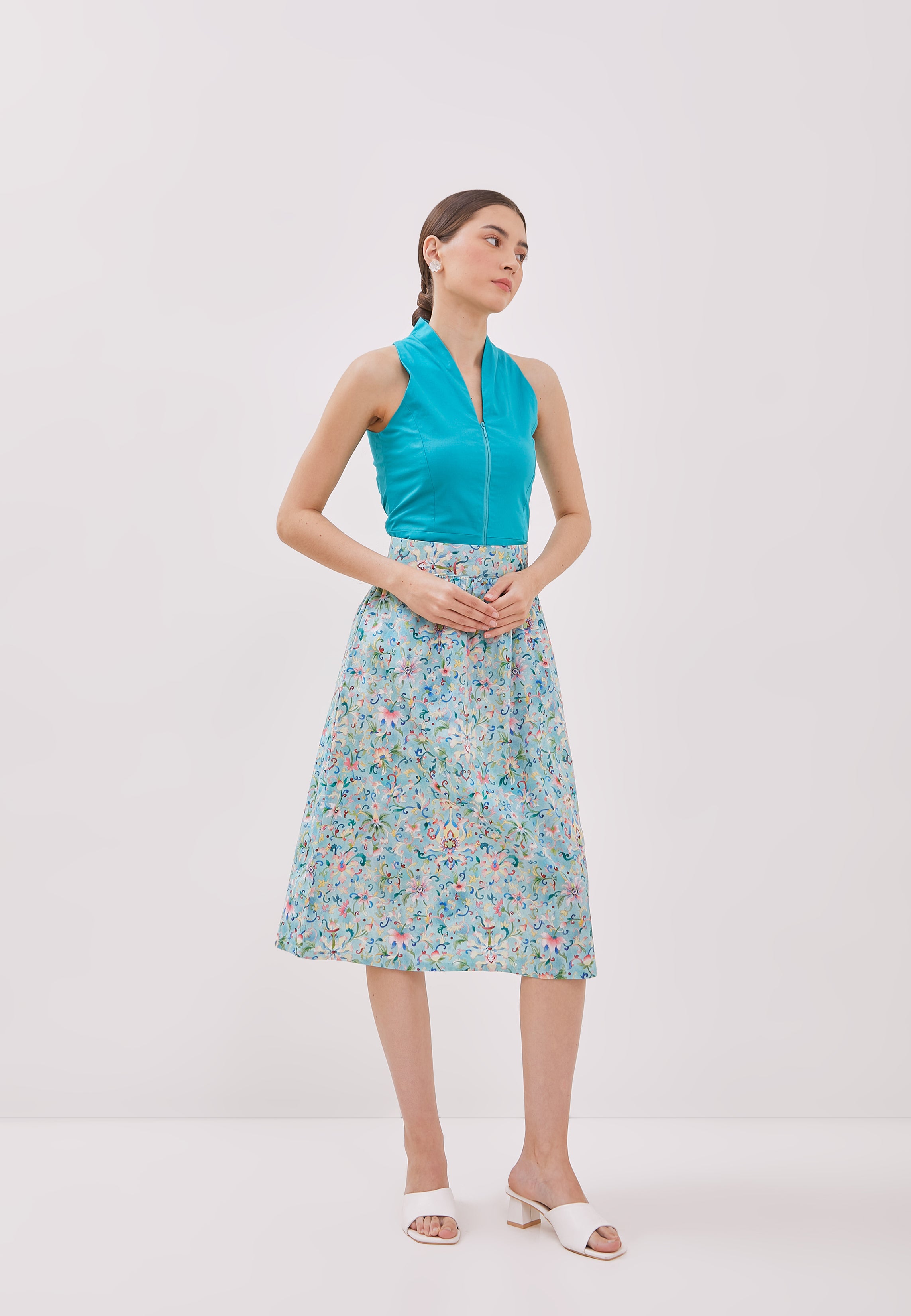 CHINESE FLORAL Straight Skirt
