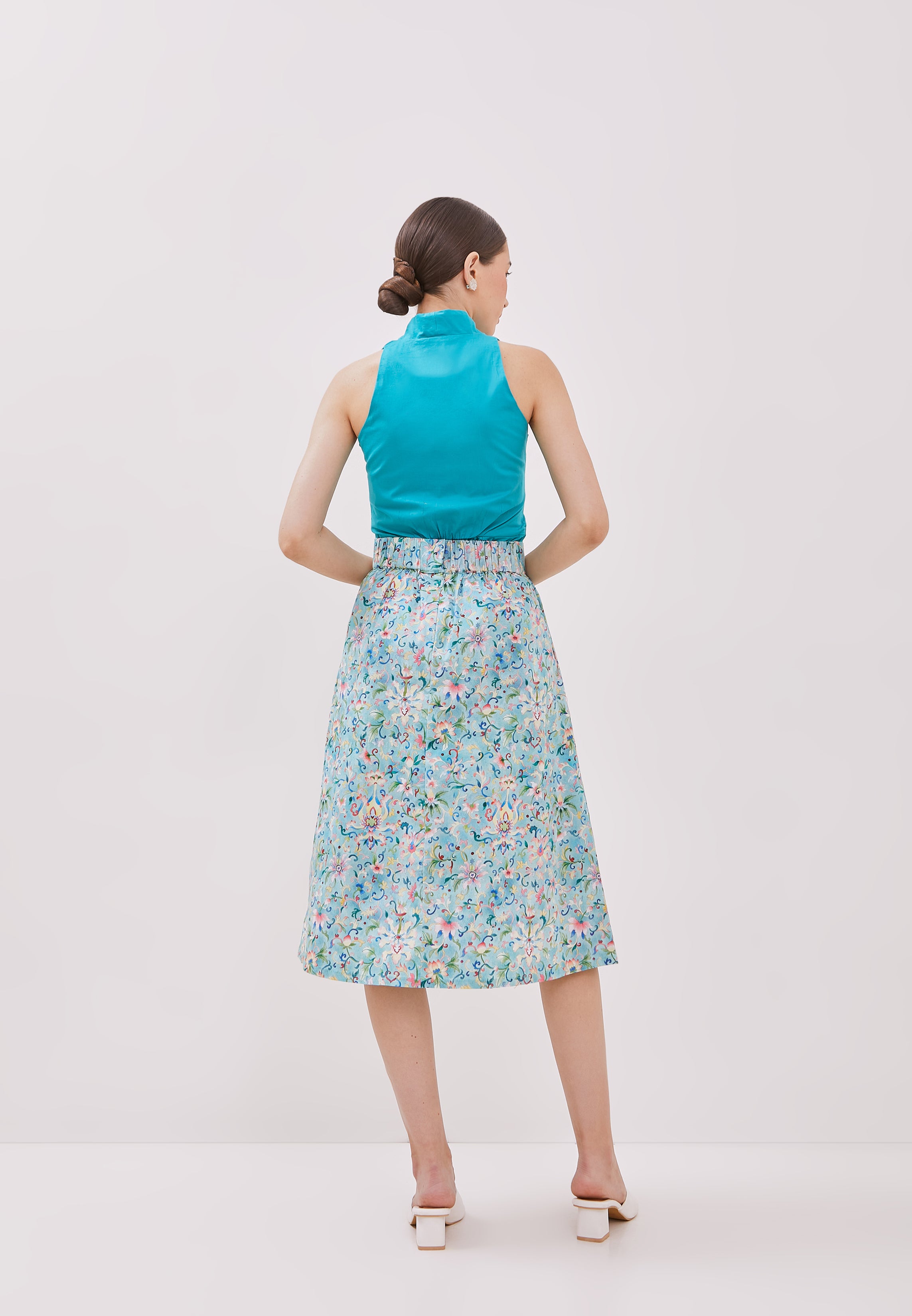 CHINESE FLORAL Straight Skirt