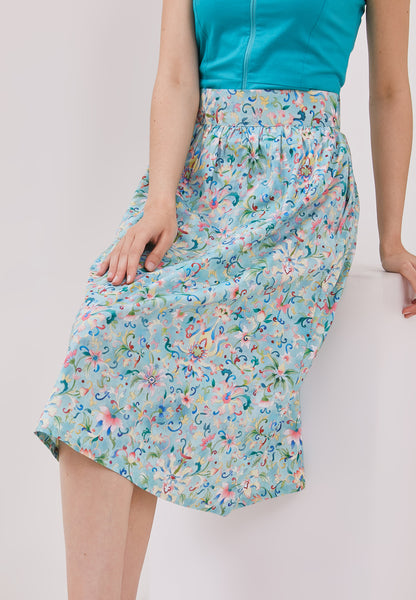 CHINESE FLORAL Straight Skirt