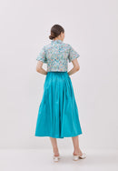 CHINESE FLORAL Sleeve Crop Top