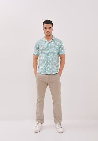 STARS Mint Man Batik Shirt With Cuban Collar