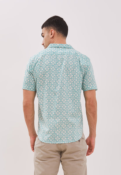 STARS Mint Man Batik Shirt With Cuban Collar