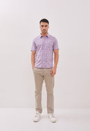 STARS Lilac Man Batik Shirt With Point Collar
