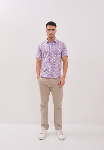 STARS Lilac Man Batik Shirt With Point Collar