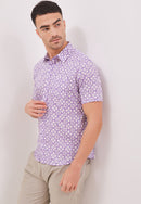 STARS Lilac Man Batik Shirt With Point Collar