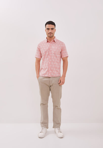 FLOWER Blush Man Batik Shirt With Point Collar
