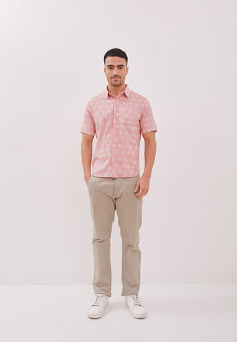 FLOWER Blush Man Batik Shirt With Point Collar