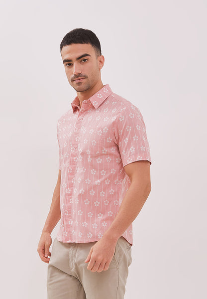 FLOWER Blush Man Batik Shirt With Point Collar