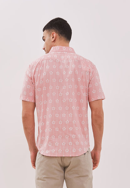 FLOWER Blush Man Batik Shirt With Point Collar