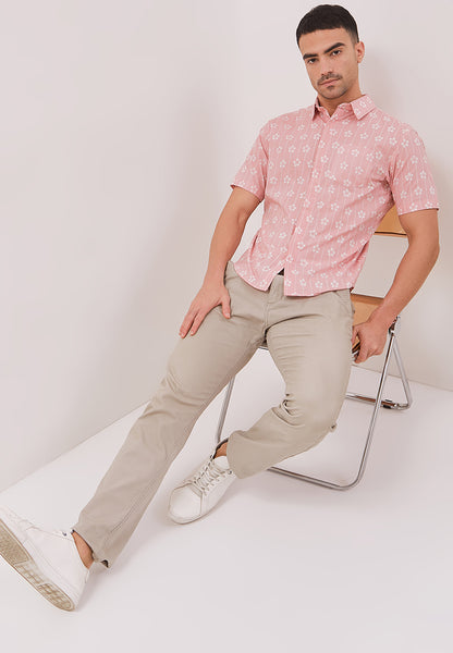 FLOWER Blush Man Batik Shirt With Point Collar