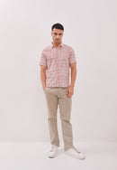 TWINKLING STARS White Man Batik Shirt With Point Collar