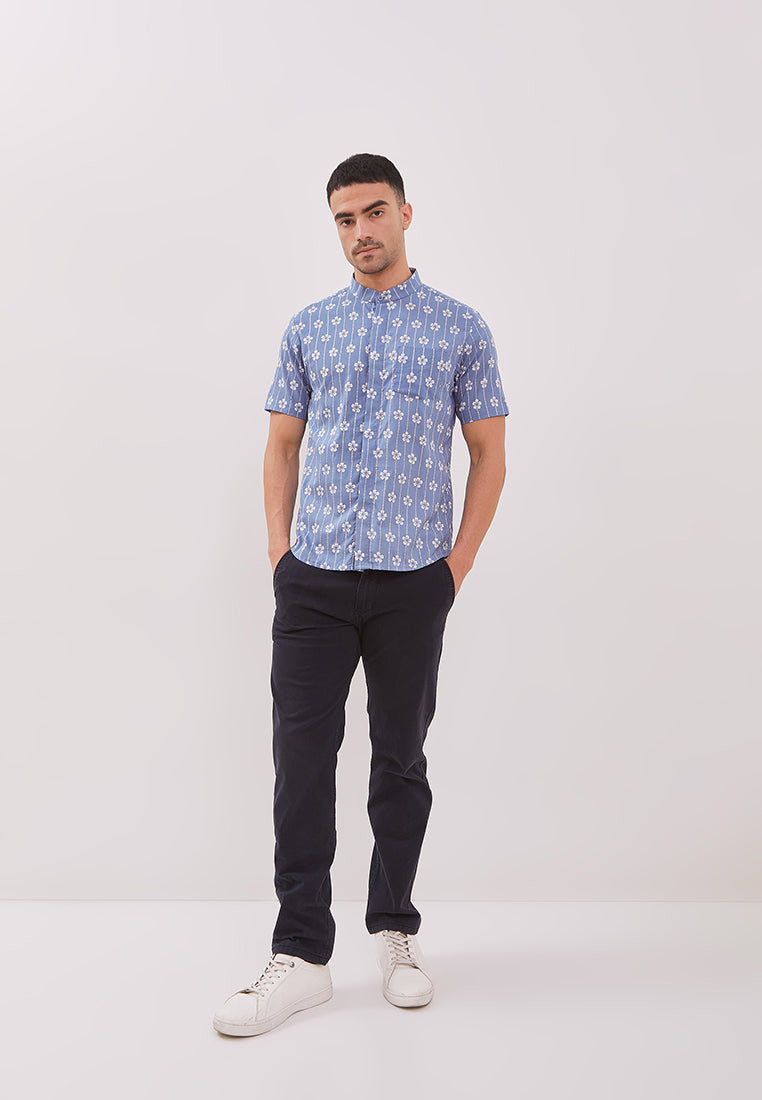 FLOWER LIGHT BLUE Man Batik Shirt