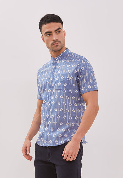 FLOWER LIGHT BLUE Man Batik Shirt