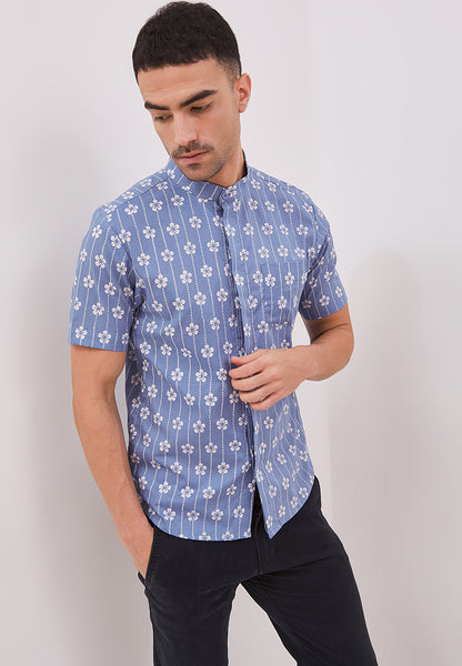 FLOWER LIGHT BLUE Man Batik Shirt