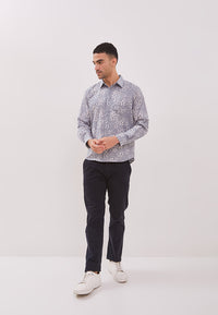 SAKURA Grey Man Batik Long Sleeve Shirt With Point Collar