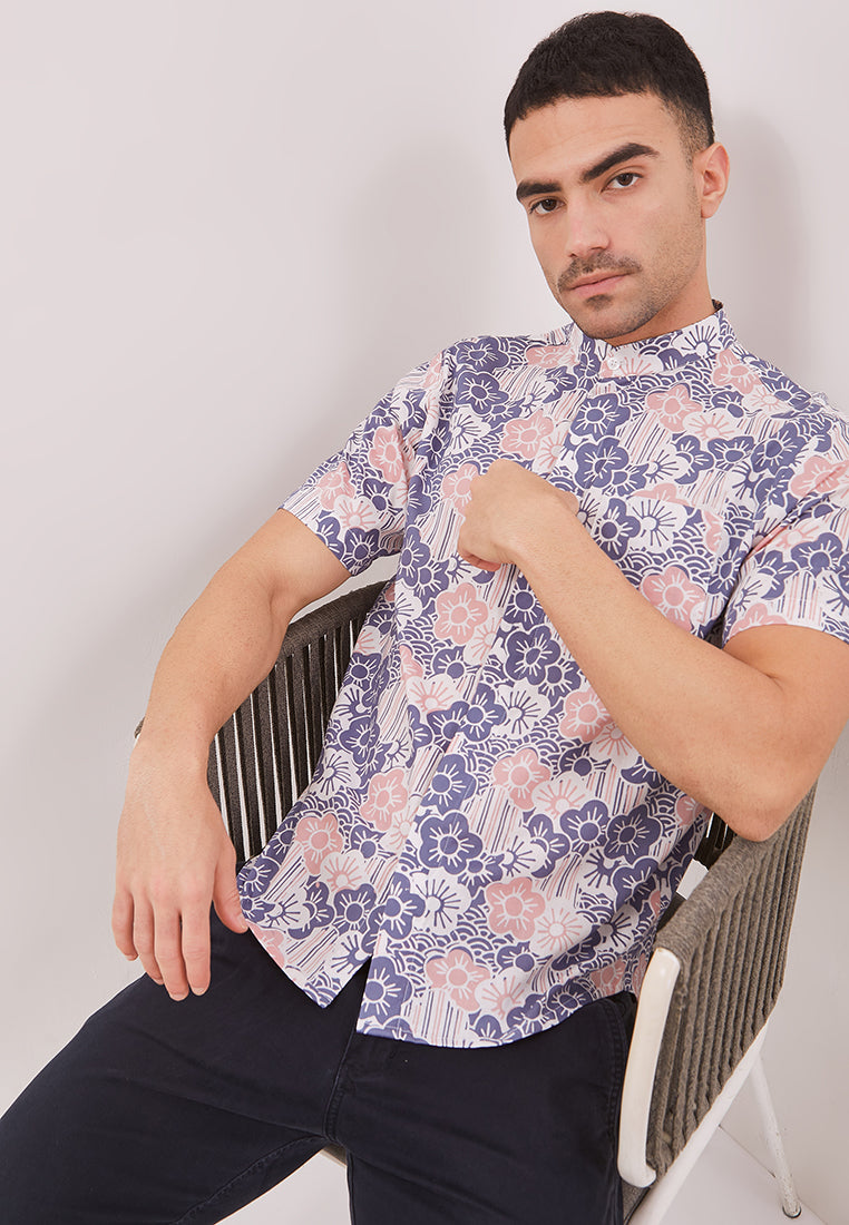 BANGKIT Blue & Pink Man Batik Shirt