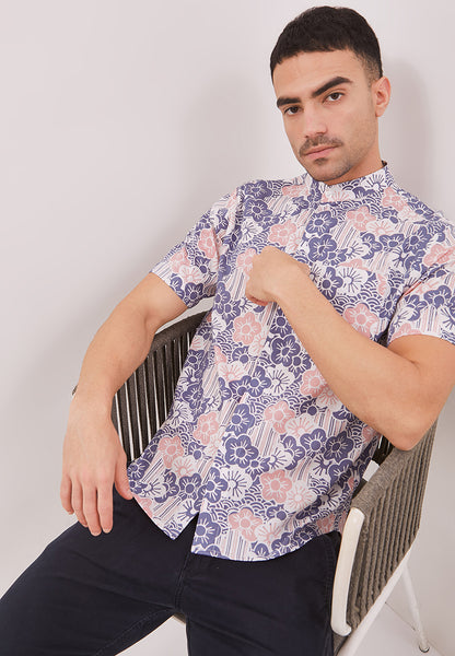 BANGKIT Blue & Pink Man Batik Shirt