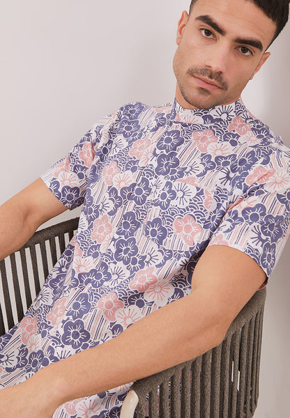 BANGKIT Blue & Pink Man Batik Shirt