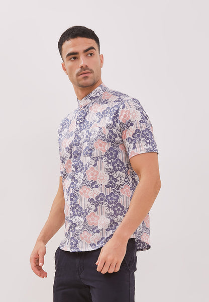 BANGKIT Blue & Pink Man Batik Shirt