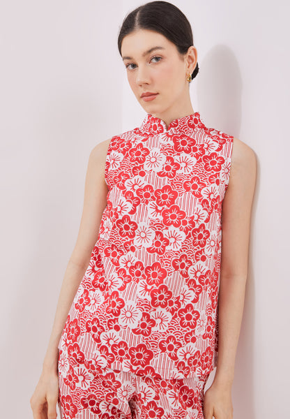 BANGKIT Red Batik Cheongsam Top