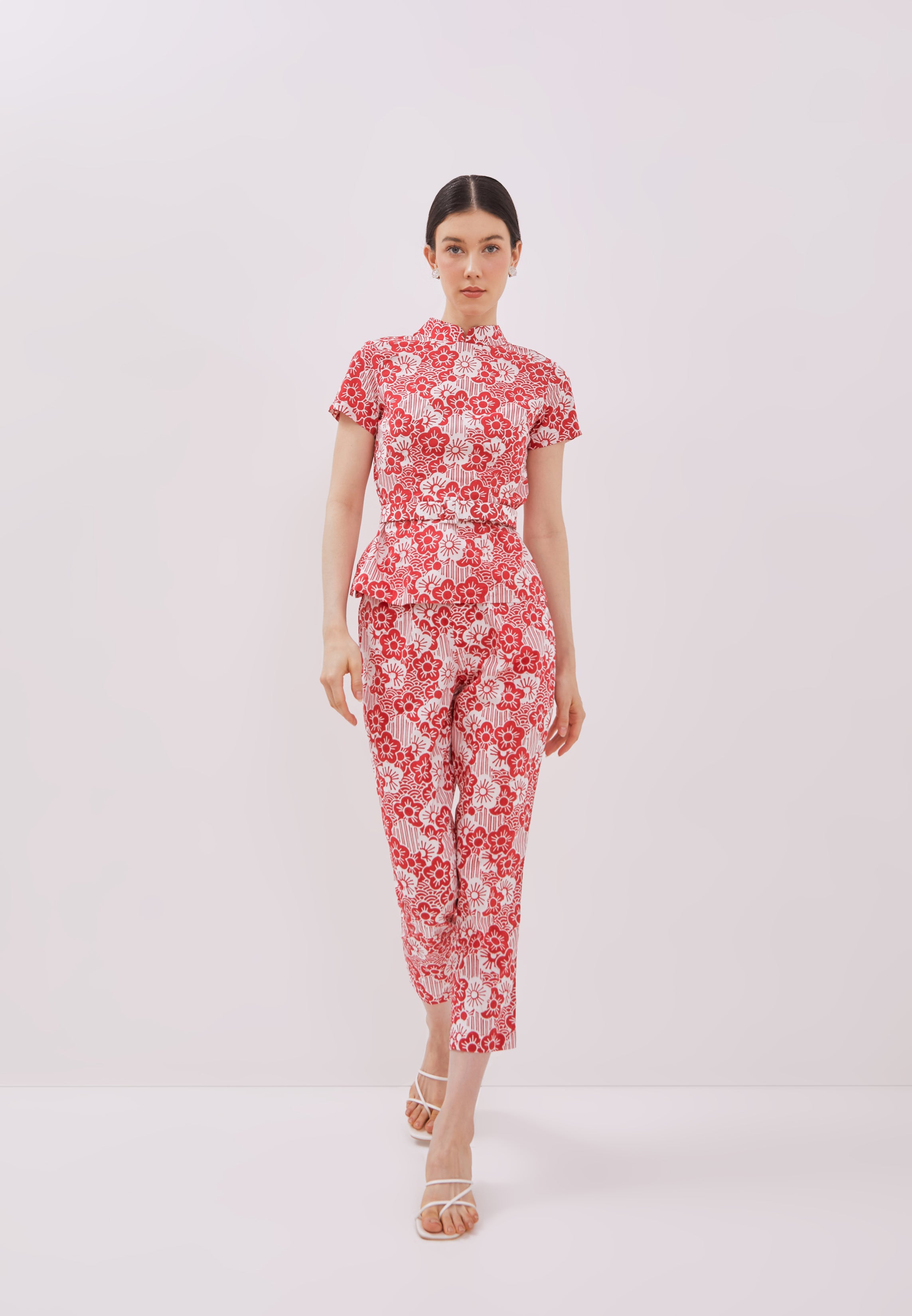 BANGKIT Red Batik Sleeve Cheongsam Top