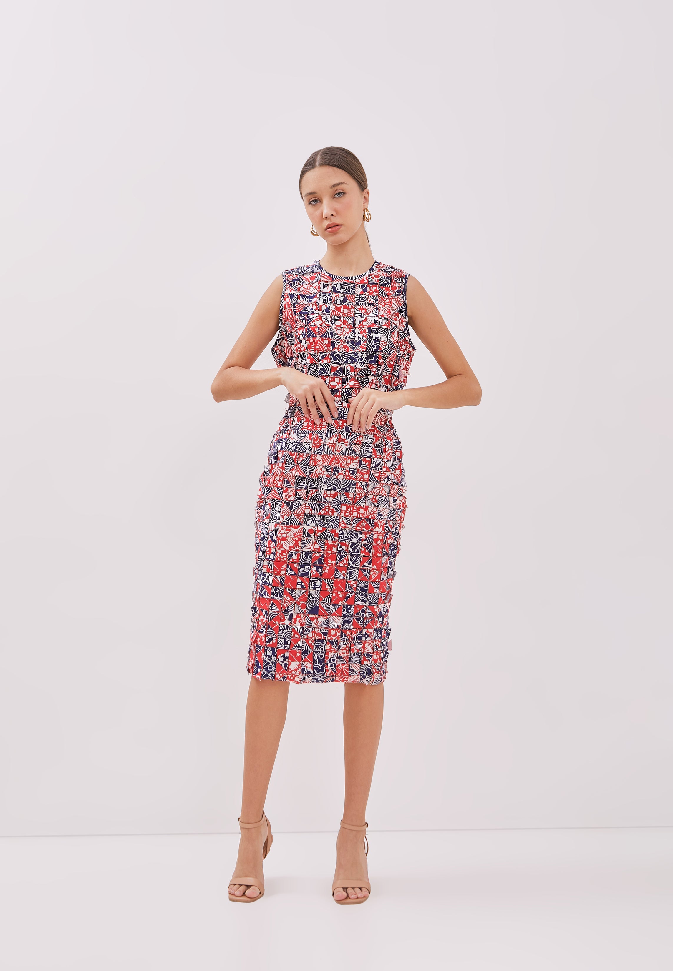 ORIGAMI Red Pencil Skirt