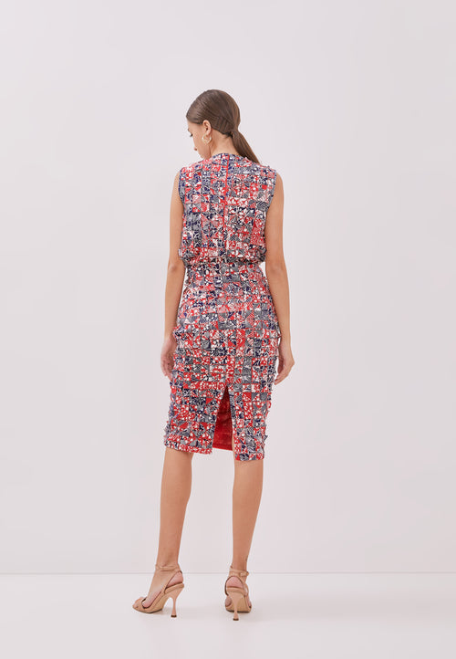 ORIGAMI Red Pencil Skirt