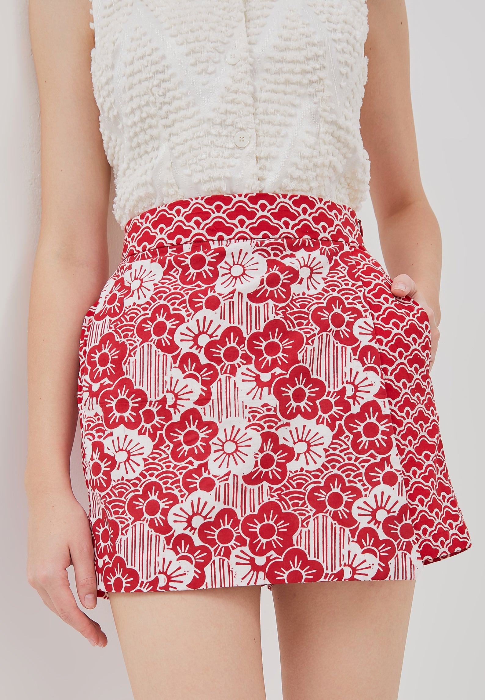 Kintsugi Red Batik Skort