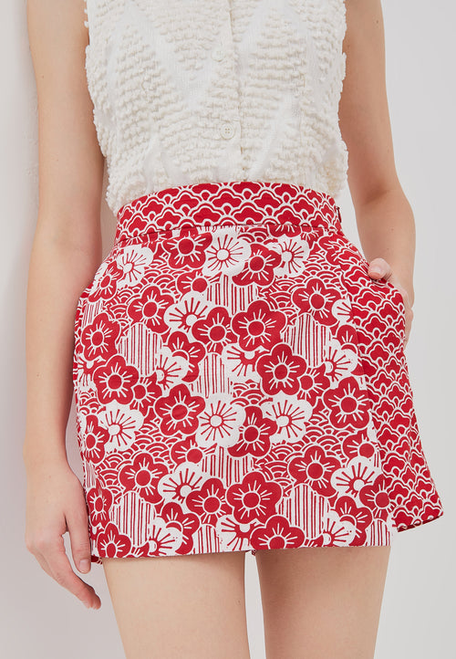 Kintsugi Red Batik Skort
