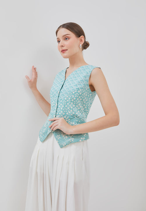Kintsugi Mint Batik Vest Top
