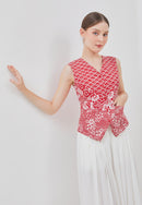 Kintsugi Red Batik Vest Top