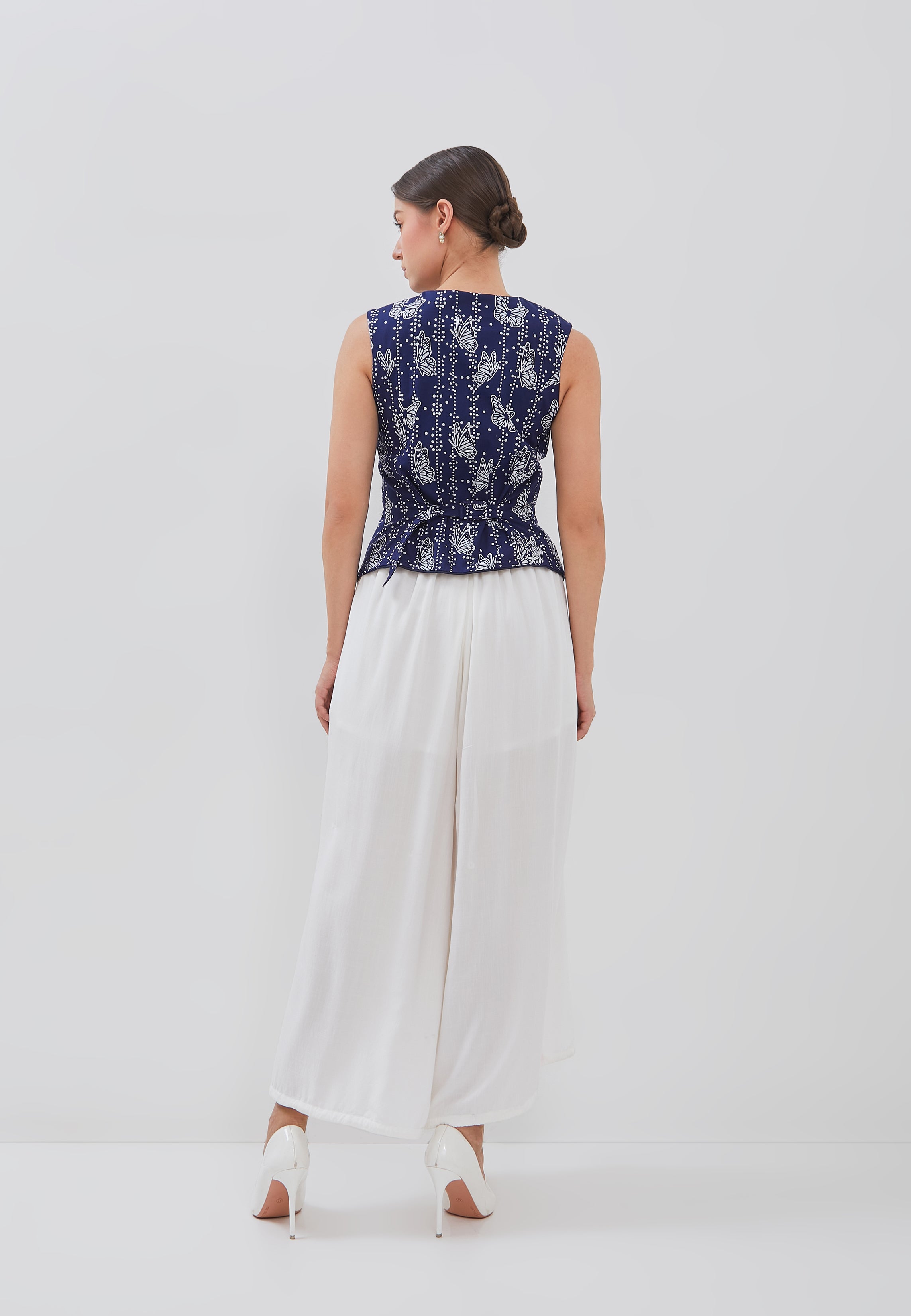BUTTERFLY Navy Batik Vest Top