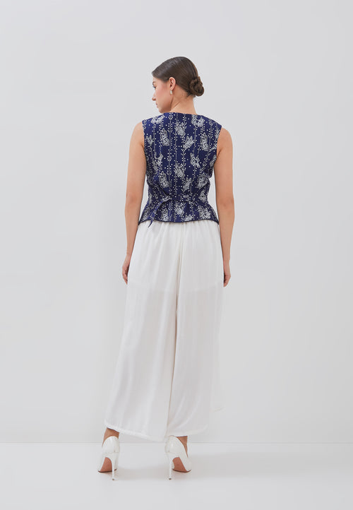 BUTTERFLY Navy Batik Vest Top