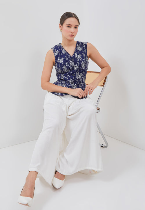 BUTTERFLY Navy Batik Vest Top