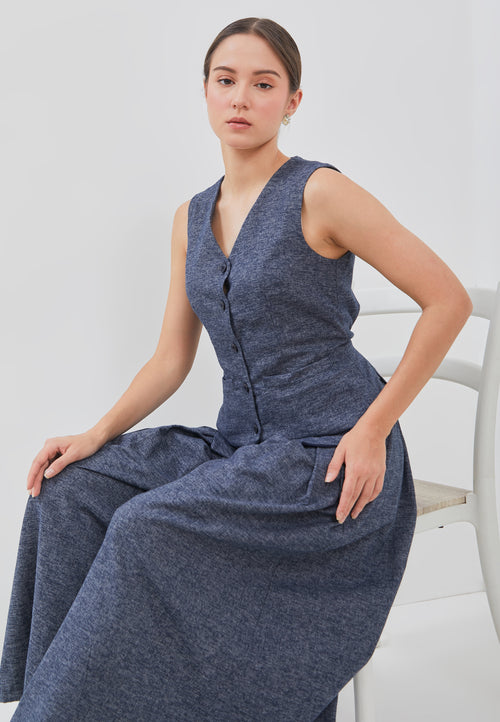Navy Vest Top
