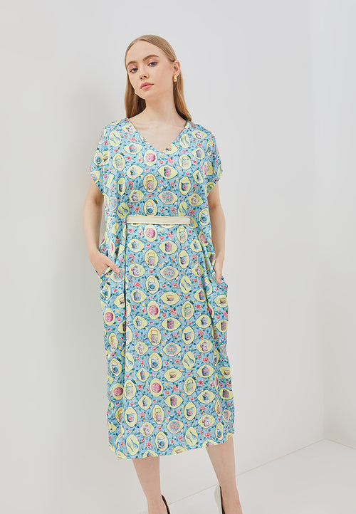 PERANAKAN PORCELAIN Midi Kimono Dress