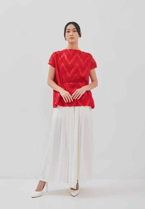 3D Tenun Red Magic Top