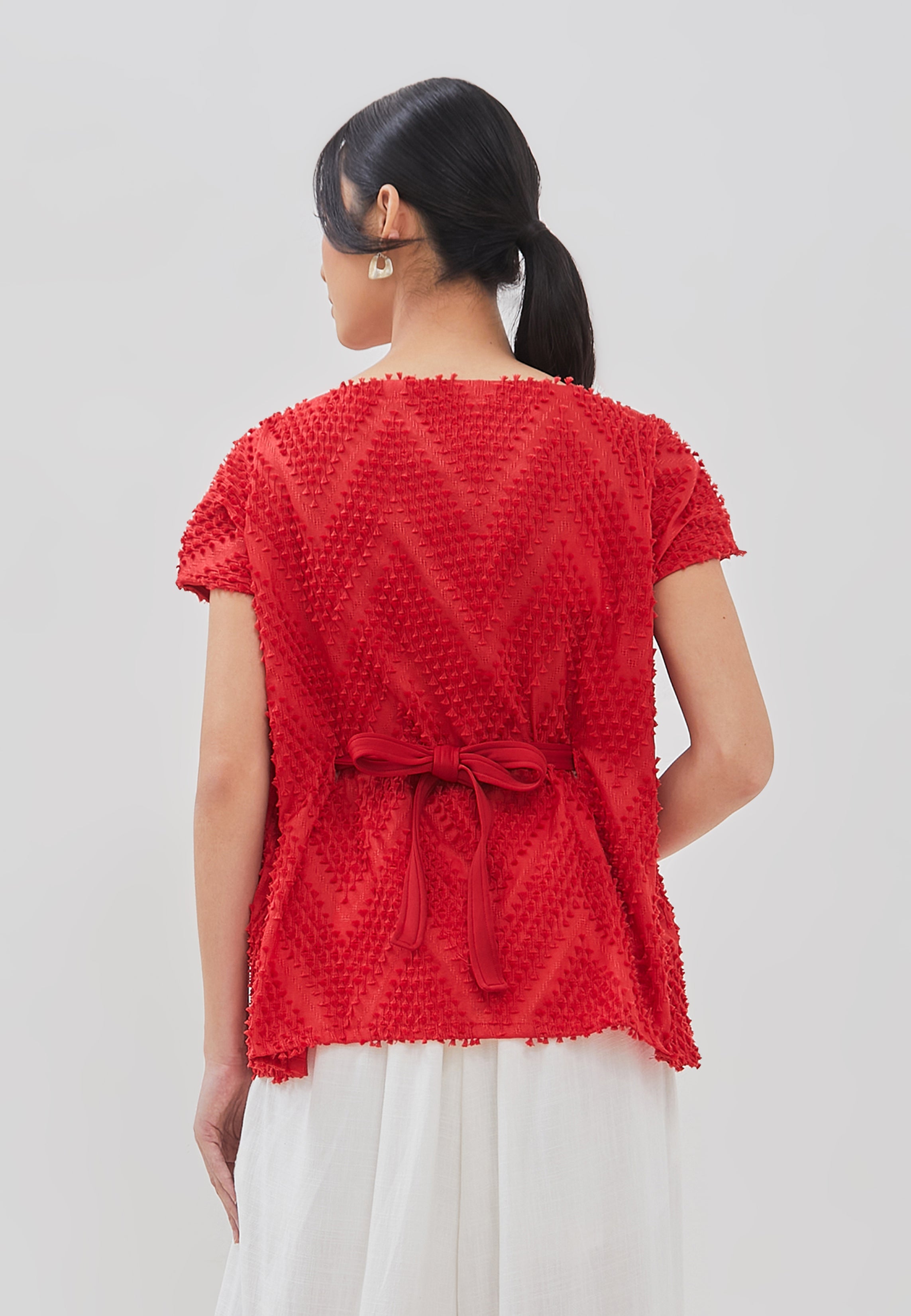 3D Tenun Red Magic Top