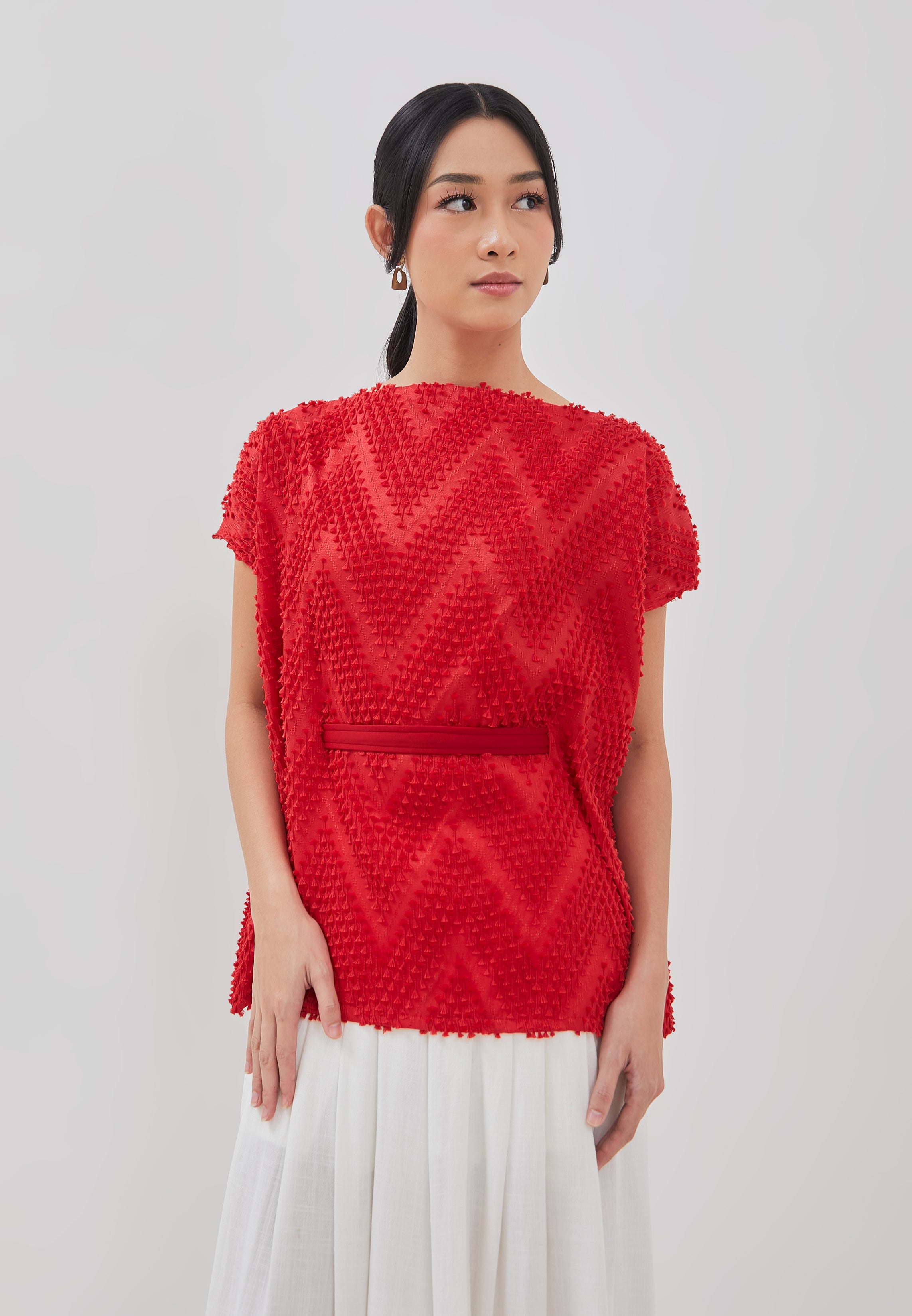 3D Tenun Red Magic Top