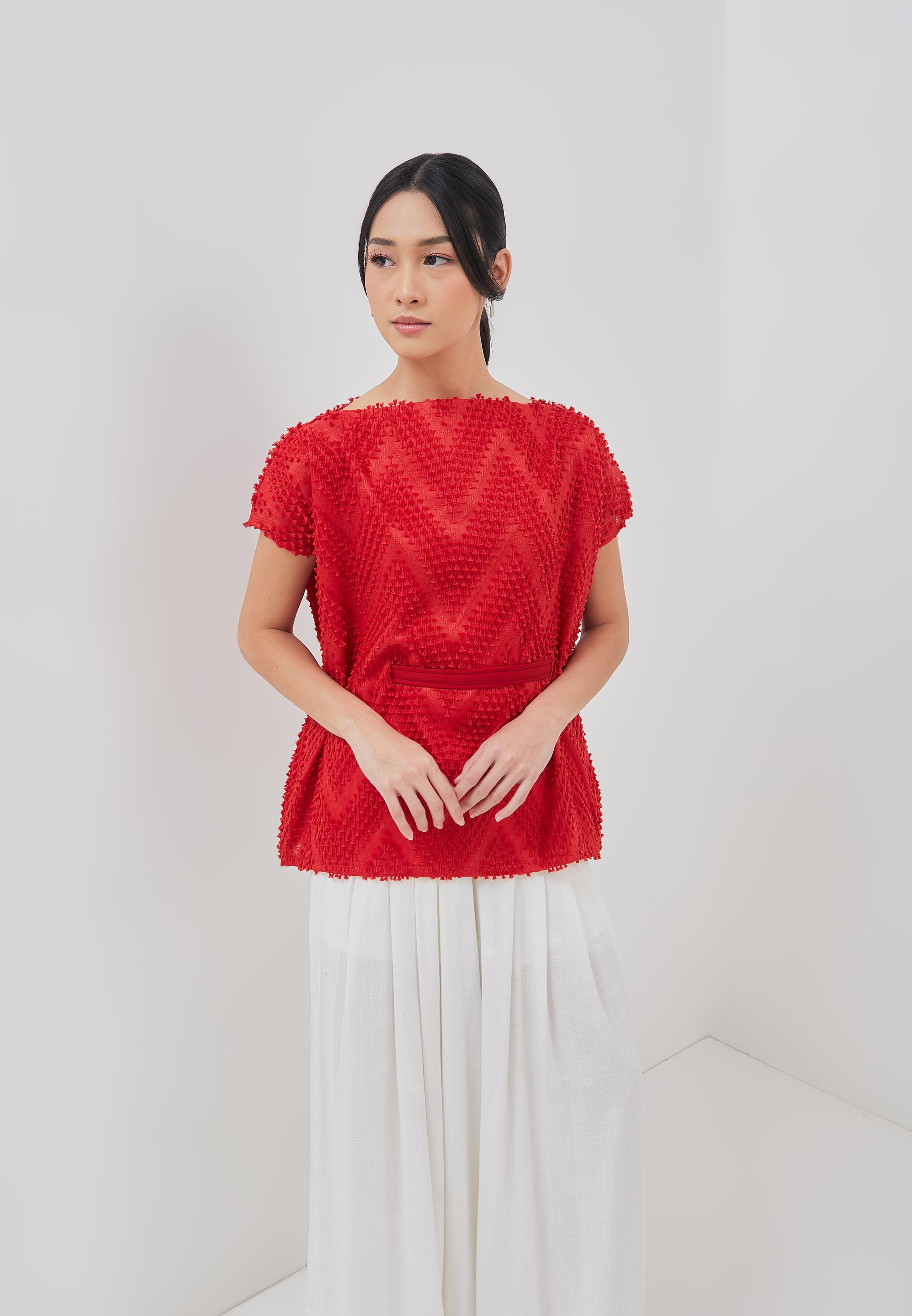3D Tenun Red Magic Top