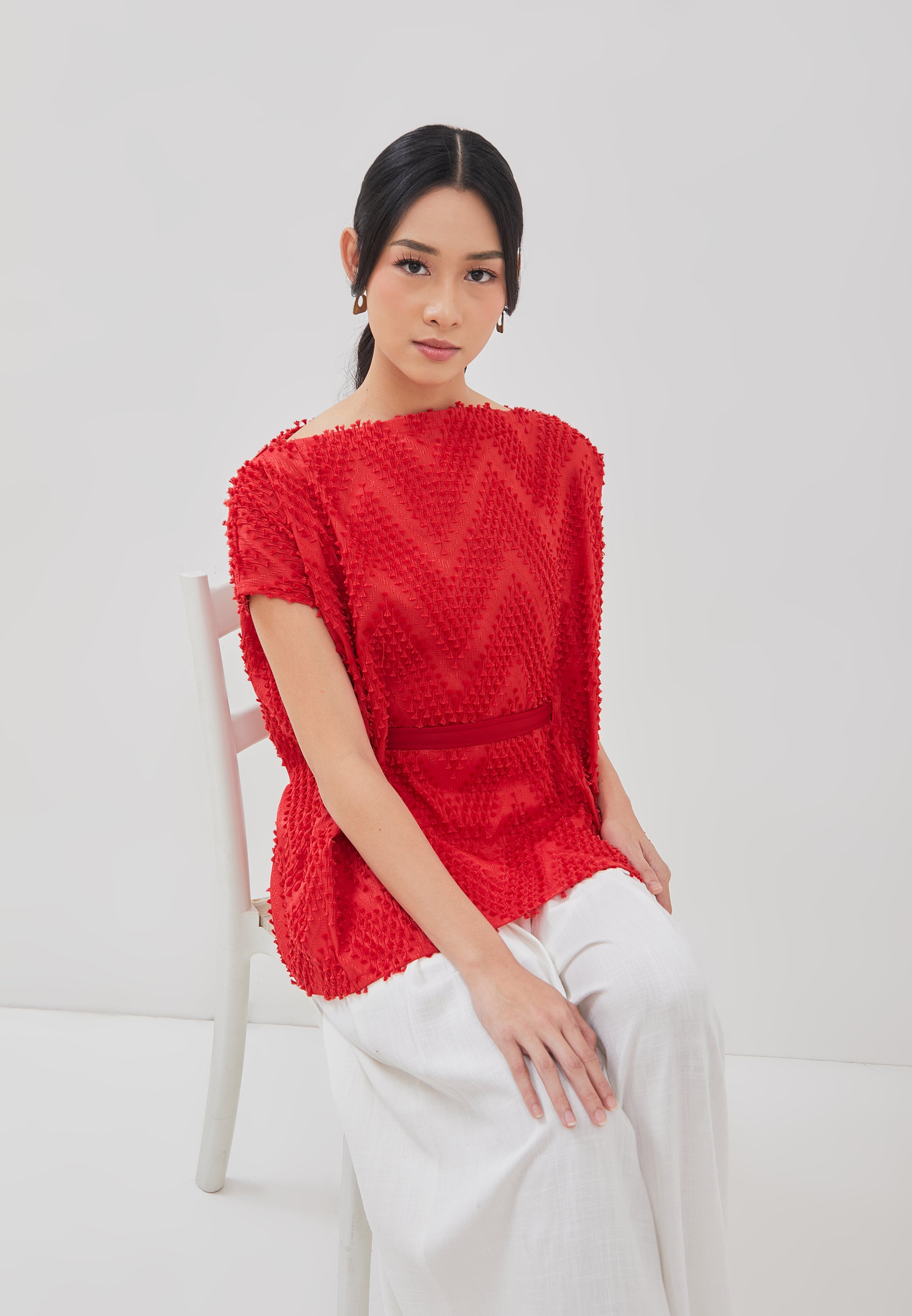 3D Tenun Red Magic Top