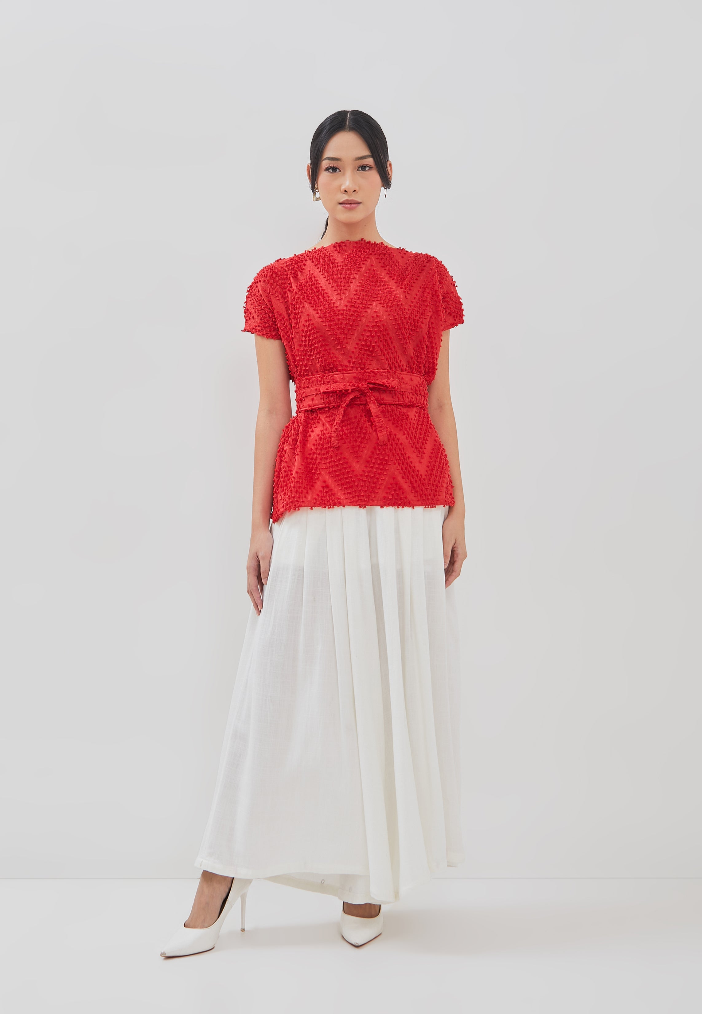 3D Tenun Red Magic Top