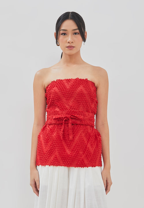 3D Tenun Red Magic Top