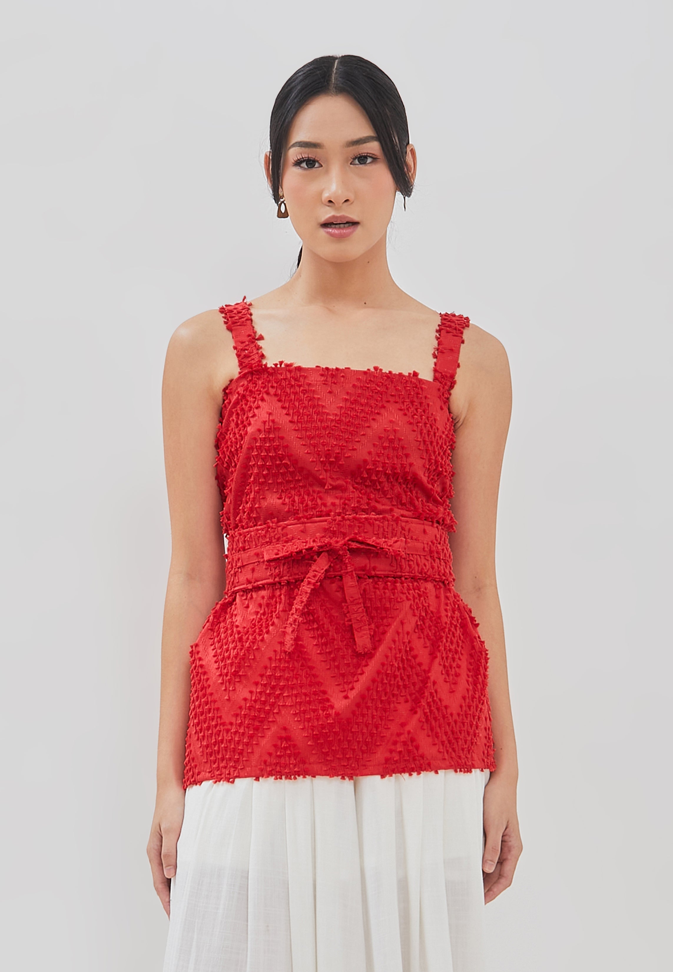 3D Tenun Red Magic Top