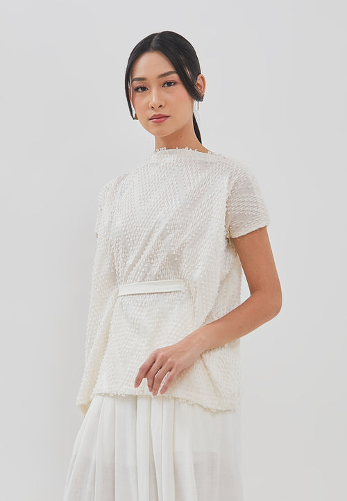 3D Tenun White Magic Top