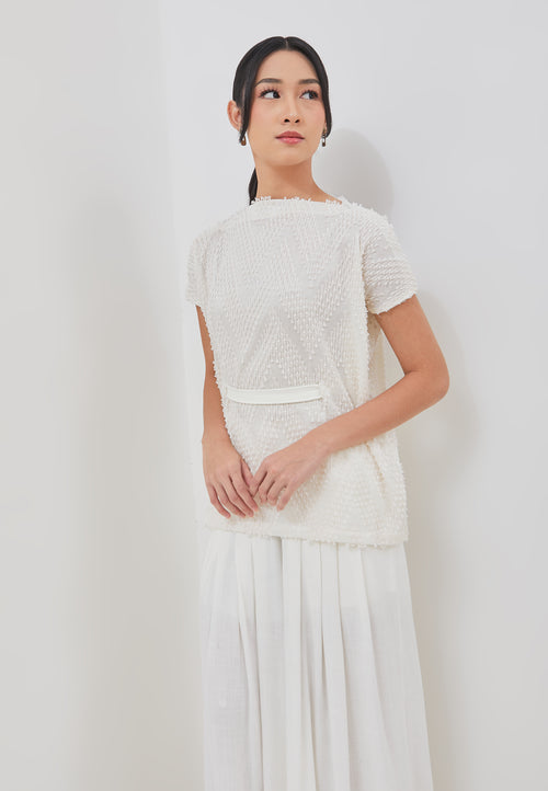 3D Tenun White Magic Top