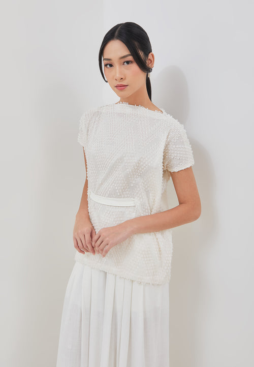 3D Tenun White Magic Top