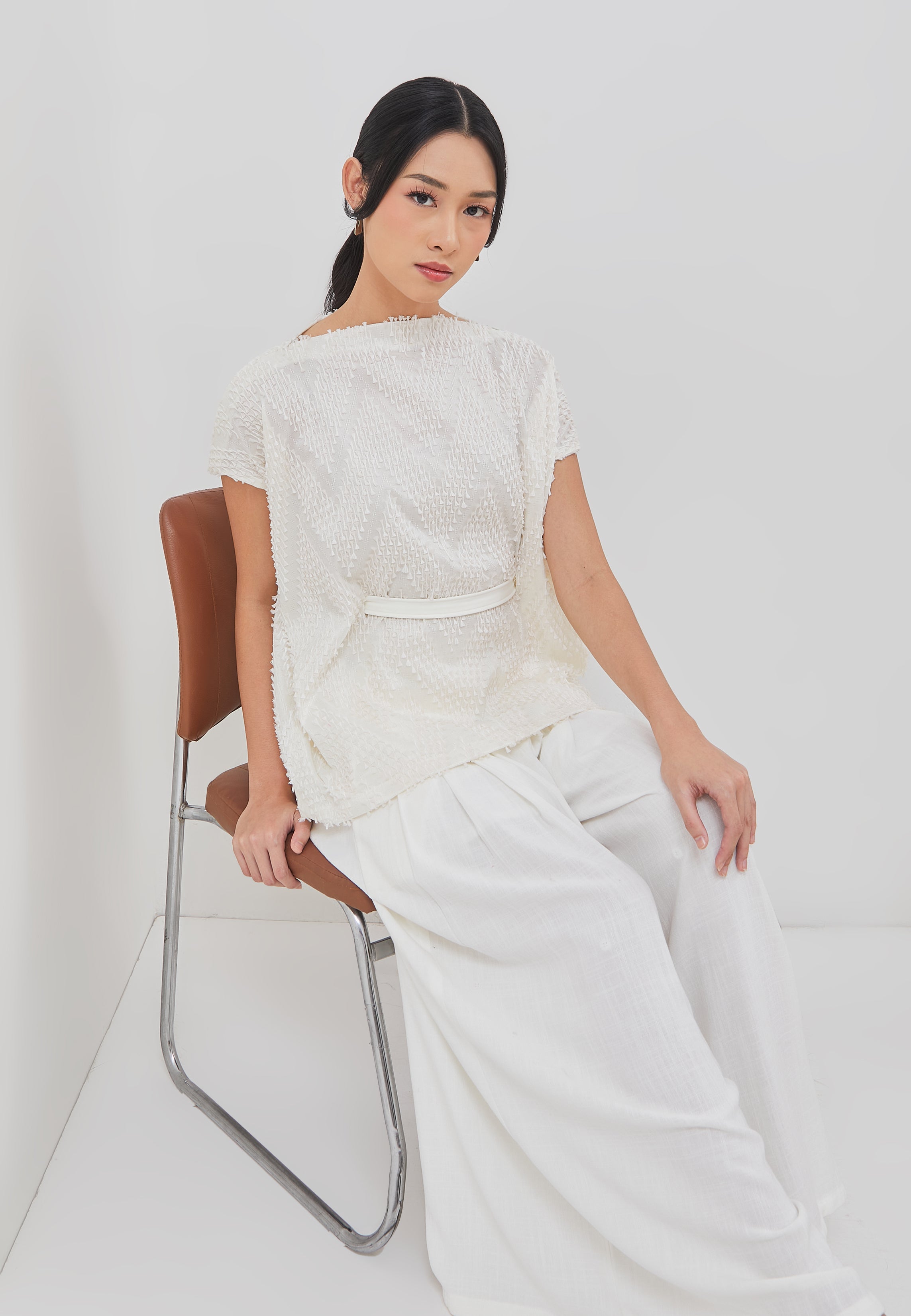 3D Tenun White Magic Top