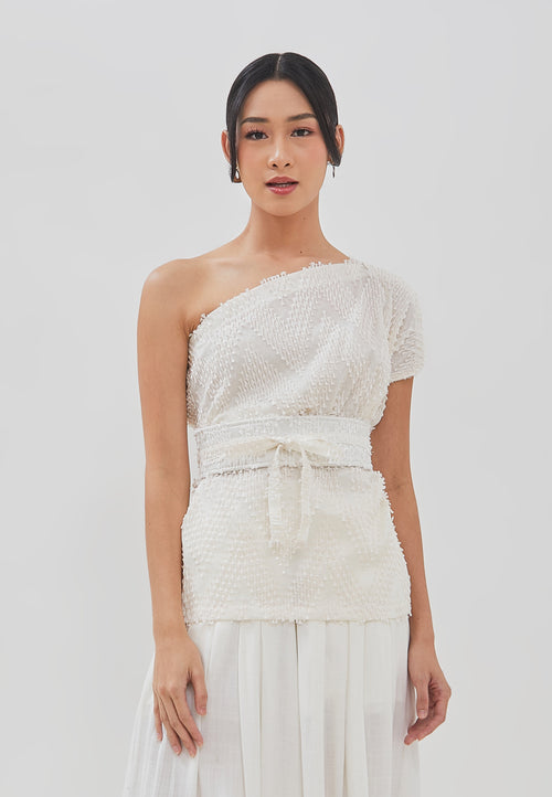 3D Tenun White Magic Top