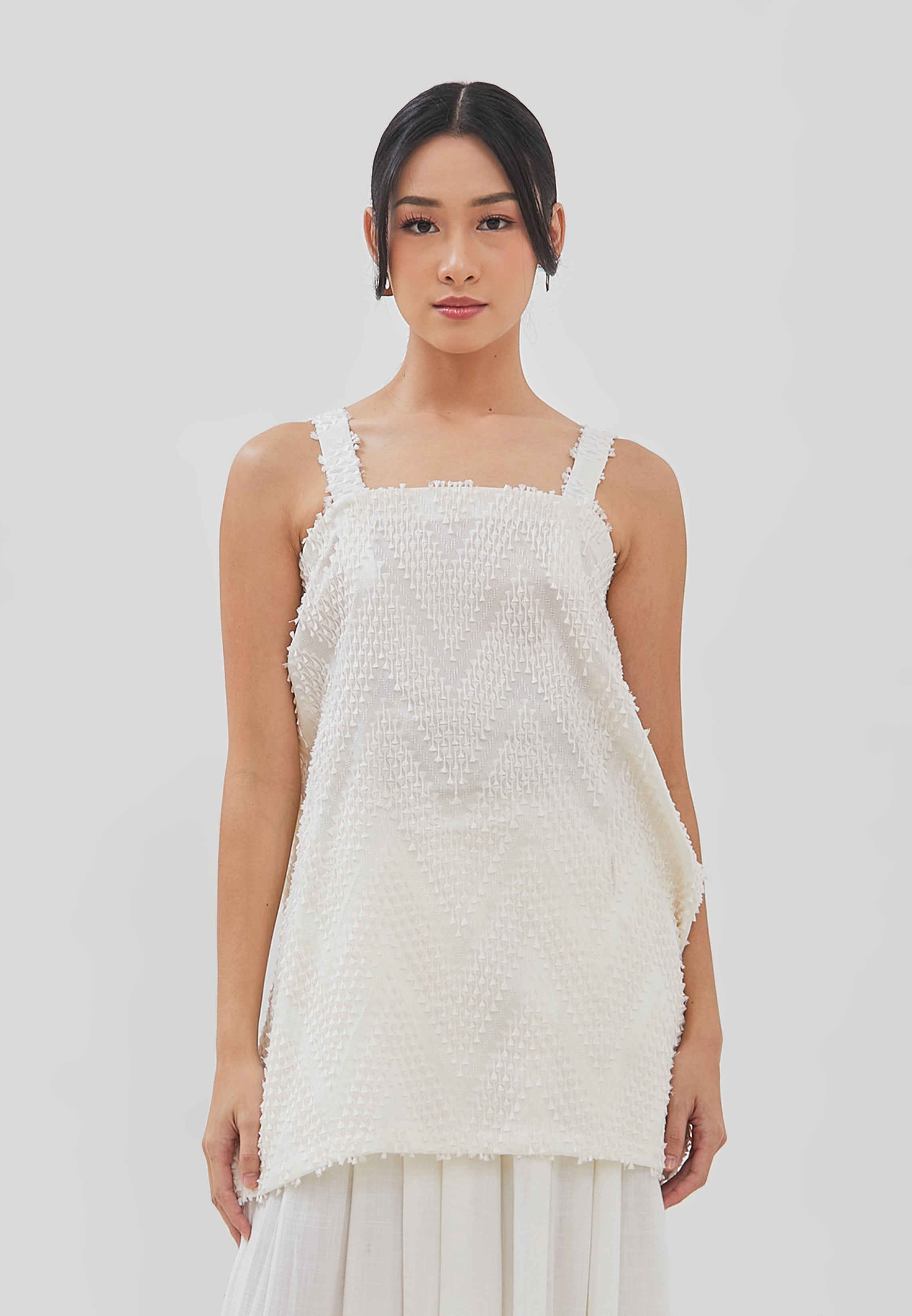 3D Tenun White Magic Top